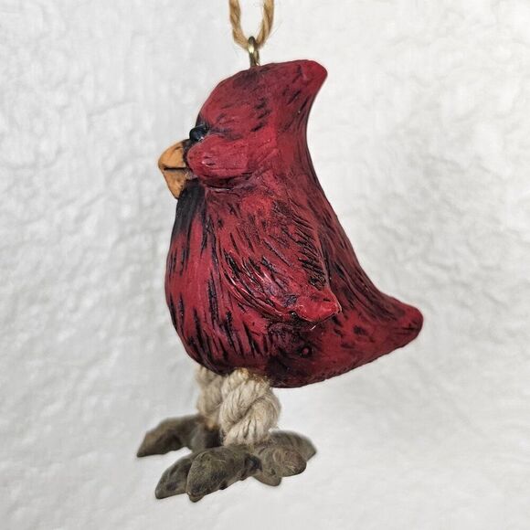 Vintage Bert Anderson Christmas Cardinal Bird Ornament 2002 Dangle Jute Folk Art - Picture 2 of 14